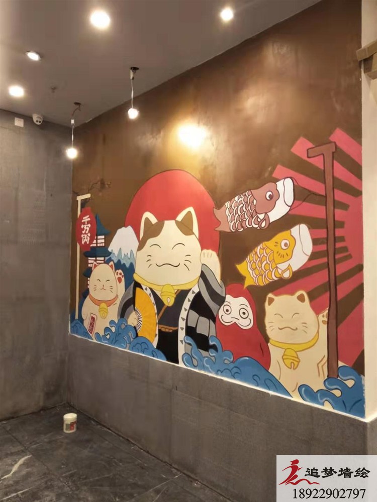 御寿司日式料理店墙绘