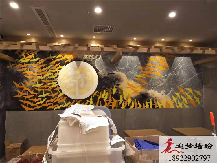 御寿司日式料理店墙绘